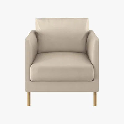 Habitat Hyde Cream Leather Armchair, Wooden Legs, Cream