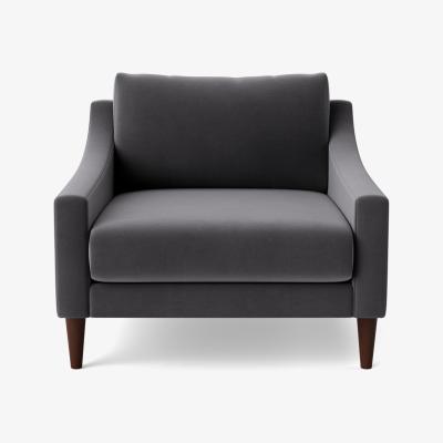 Habitat Swoon Turin Velvet Armchair - Granite Grey