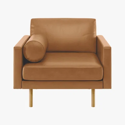Habitat Spencer Mid Tan Leather Armchair, Oak Legs, Mid Tan