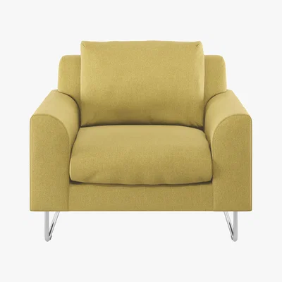 Habitat Lyle Saffron Yellow Armchair Bench, Metal Legs, Saffron