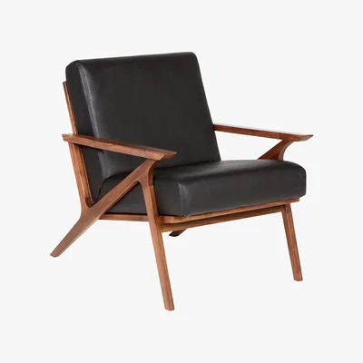 Habitat Carl Carl Walnut Faux Leather Armchair, Black
