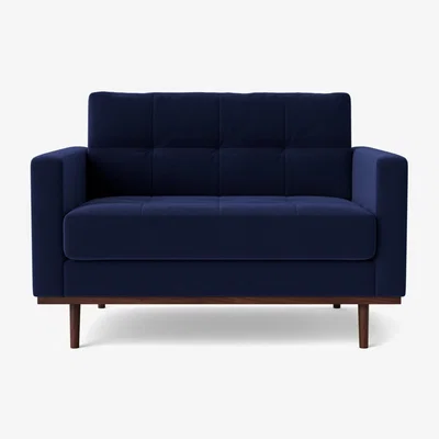Habitat Swoon Berlin Velvet Cuddle Chair - Ink Blue