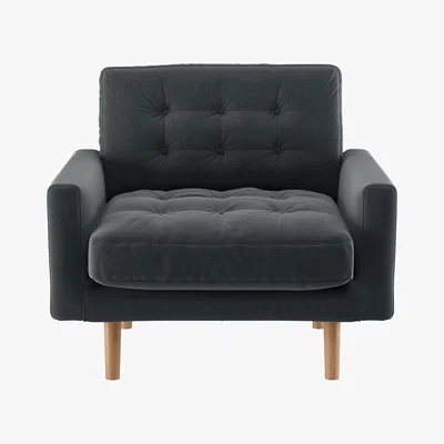 Habitat Fenner Dark Grey Velvet Armchair, Grey