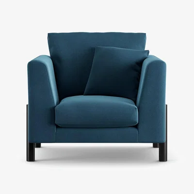 Habitat Habitat Aston Velvet Armchair - Ink Blue - Black Leg