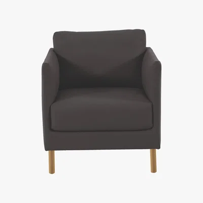Habitat Hyde Black Premium Leather Armchair, Wooden Leg, Black