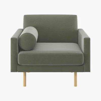 Habitat Spencer Sage Green Velvet Armchair, Oak Legs, Green Green