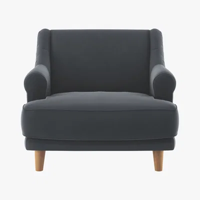 Habitat Townsend Dark Grey Velvet Armchair, Grey