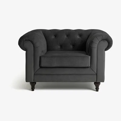 Habitat Habitat Chesterfield Velvet Armchair - Charcoal