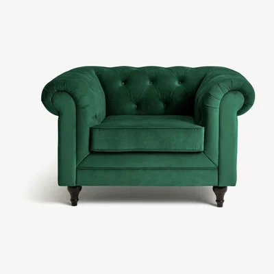 Habitat Habitat Chesterfield Velvet Armchair - Green