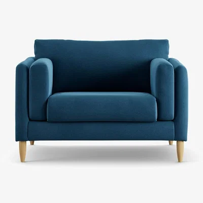 Habitat Habitat Newington Velvet Cuddle Chair - Ink Blue - Ash Leg