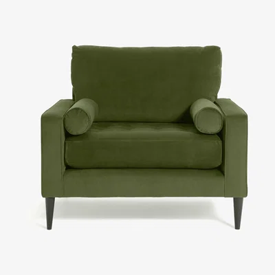 Habitat Habitat Hudson Velvet Cuddle Chair - Olive