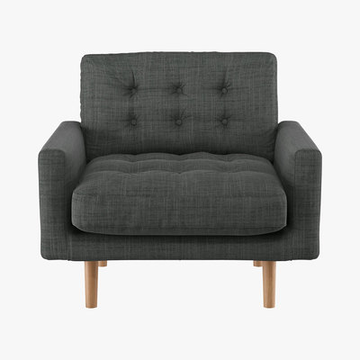 Habitat Fenner Charcoal Grey Italian Woven FaBric Armchair, Charcoal