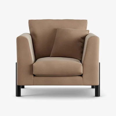 Habitat Habitat Aston Velvet Armchair - Latte - Black Leg
