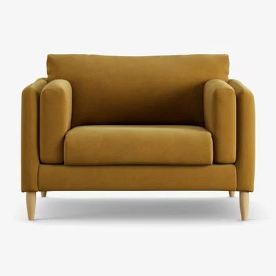 Habitat Habitat Newington Fabric Cuddle Chair - Gold - Ash Leg