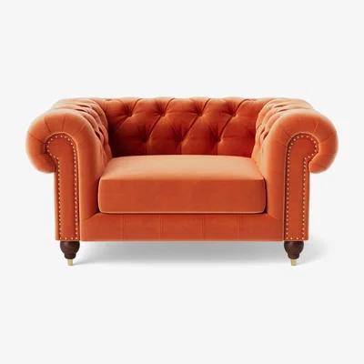 Habitat Swoon Winston Velvet Cuddle Chair - Burnt Orange