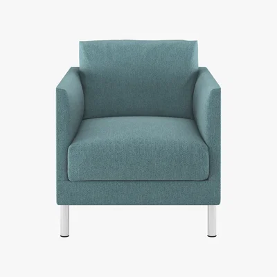 Habitat Hyde Teal Blue FaBric Armchair, Metal Legs, Blue