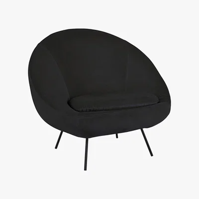 Habitat Misty Charcoal Grey Velvet Armchair, Charcoal