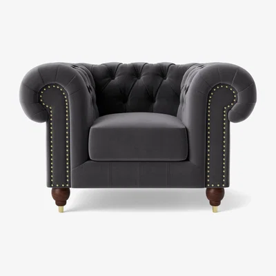 Habitat Swoon Winston Velvet Armchair - Granite Grey