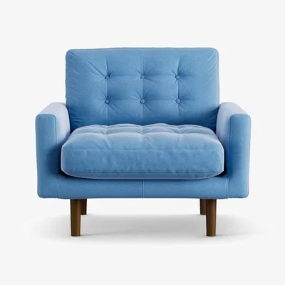 Habitat Habitat Fenner Velvet Armchair - Sky Blue - Dark Leg