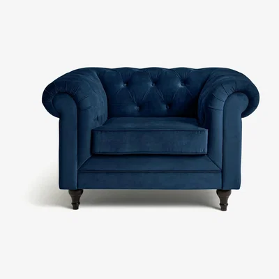 Habitat Habitat Chesterfield Velvet Armchair - Blue