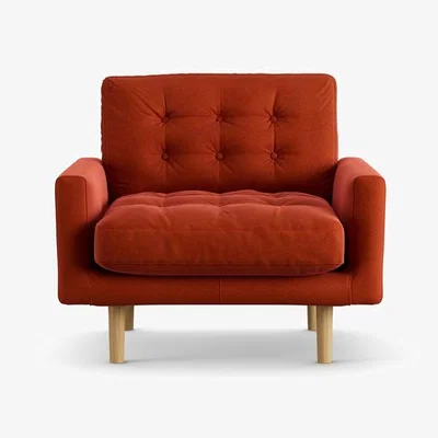 Habitat Habitat Fenner Velvet Armchair - Burnt Orange - Ash Leg