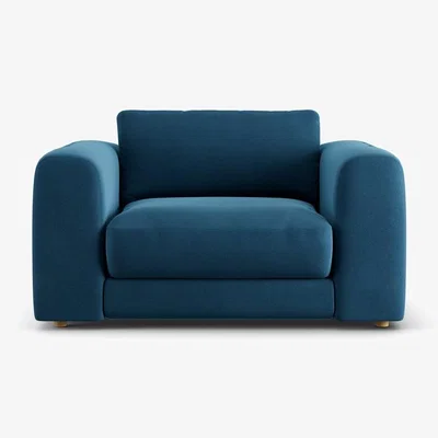 Habitat Habitat Ayr Velvet Cuddle Chair - Ink Blue
