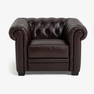 Habitat Habitat Chesterfield Leather Armchair - Walnut
