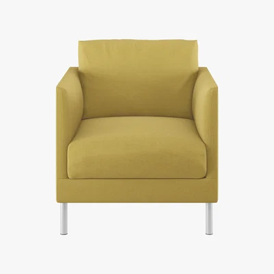 Habitat Hyde Yellow Textured Woven FaBric Armchair, Metal Leg, Yellow