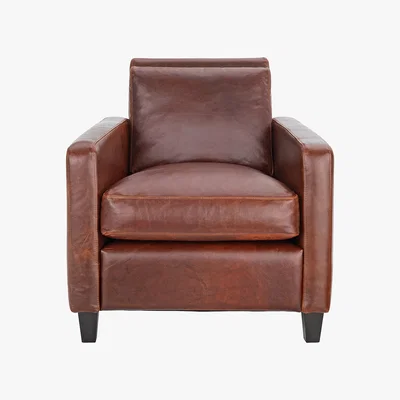 Habitat Chester Tan Leather Armchair, Dark Stained Feet, Tan