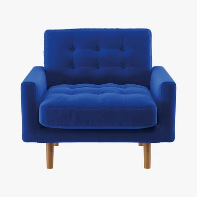 Habitat Fenner Cobalt Blue Velvet Armchair, Blue