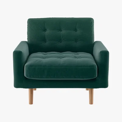 Habitat Fenner Emerald Green Velvet Armchair, Green