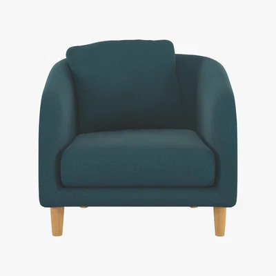 Habitat Colby Teal Green Wool Tweed Armchair, Wooden Feet, Green