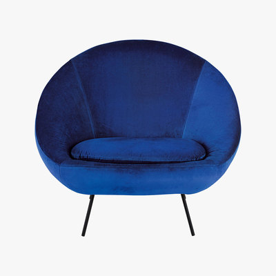 Habitat Misty Cobalt Blue Velvet Armchair, Blue