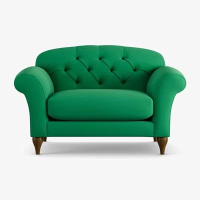 Habitat Habitat Brooker Fabric Cuddle Chair - Green - Dark Leg