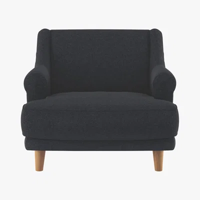 Habitat Townsend Charcoal Grey Wool Armchair With Wooden Legs, Black