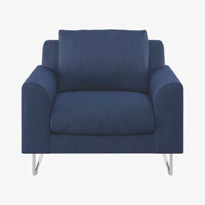 Habitat Lyle Blue FaBric Armchair, Metal Legs, Blue