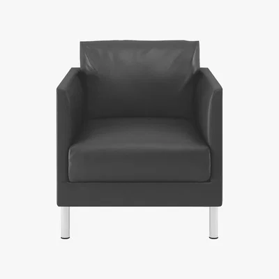 Habitat Hyde Black Leather Armchair, Metal Legs, Black