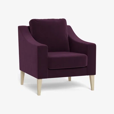 Heal's Heal's Richmond Armchair Velvet Grape Walnut Feet - Heal's UK Furniture