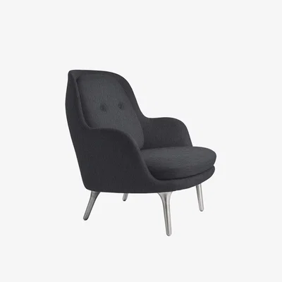Heal's Fritz Hansen Fri Lounge Chair Blue Fabric Aluminium Legs - Heal's UK Furniture