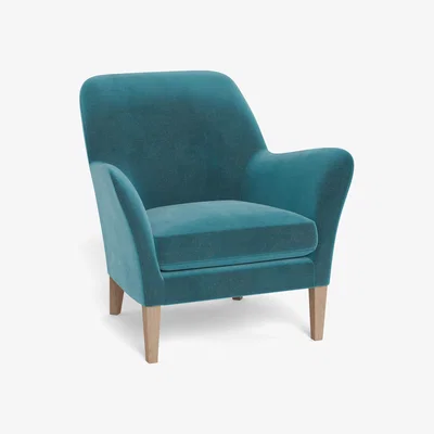 Heal's Heal's Wallis Armchair Smart Luxe Velvet Airforce Blue Black Feet - Heal's UK Furniture