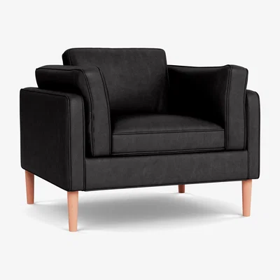 Heal's Heal's Sonno Armchair Leather Grain Graphite 063 Natural Feet - Heal's UK Furniture