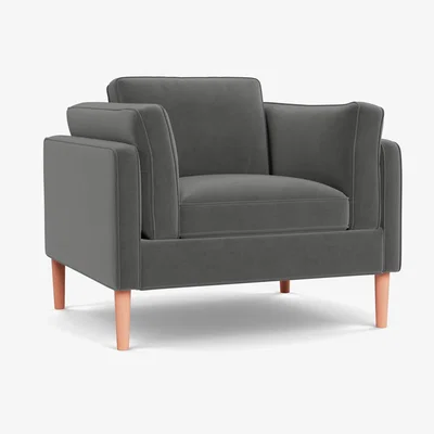 Heal's Heal's Sonno Armchair Nobilis Velvet Dolphin Wenge Black Feet - Heal's UK Furniture