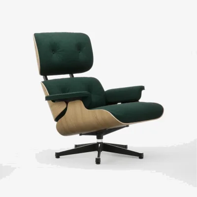 Heal's Vitra Eames Lounge Chair Chestnut Natural Classic Calma 11 Pine Green Polished/Black Base 04