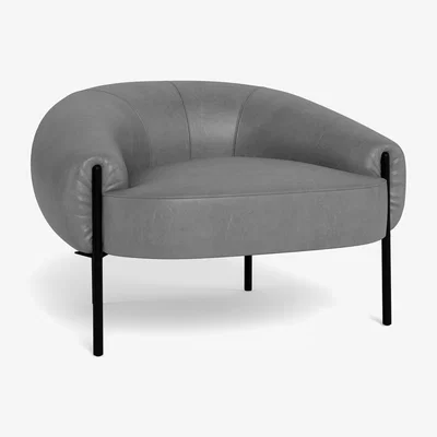 Heal's Heal's Isola Armchair Daino Leather Steel Bronze Feet - Heal's UK Furniture