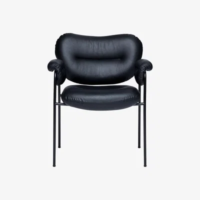 Heal's Fogia Spisolini Dining Armchair Elmosoft Black Leather - Heal's UK Furniture
