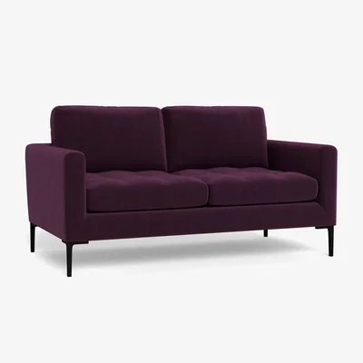 Heal's Heal's Eton 2 Seater Sofa Velvet Grape Brass Feet - Heal's UK Furniture