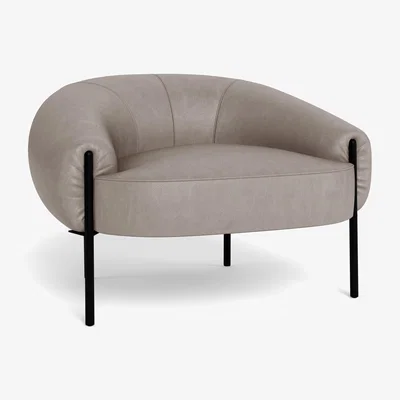Heal's Heal's Isola Armchair Leather Grain Light Grey 060 Bronze Feet - Heal's UK Furniture
