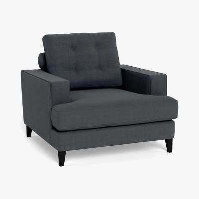 Heal's Heal's Mistral Armchair Linen Dark Grey Black Feet - Heal's UK Furniture