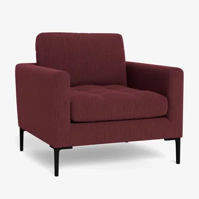 Heal's Heal's Eton Armchair Smart Linen Mix Maroon Black Feet - Heal's UK Furniture