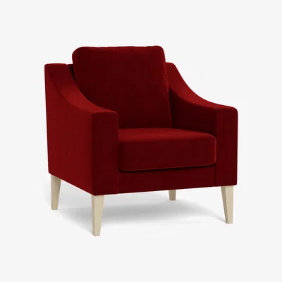 Heal's Heal's Richmond Armchair Smart Luxe Velvet Mulberry Tinted Ash Feet - Heal's UK Furniture